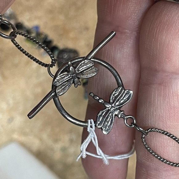 ARTISAN Handmade Murano Art Glass & Crystals Black AB Shimmer Sterling Dragonfly - Picture 6 of 8